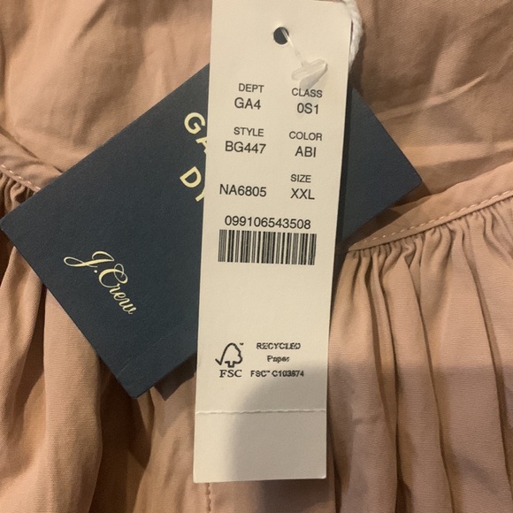 NWT. J. CREW Tie-sleeve button-front dress in cotton poplin.  XXL - Picture 4 of 5